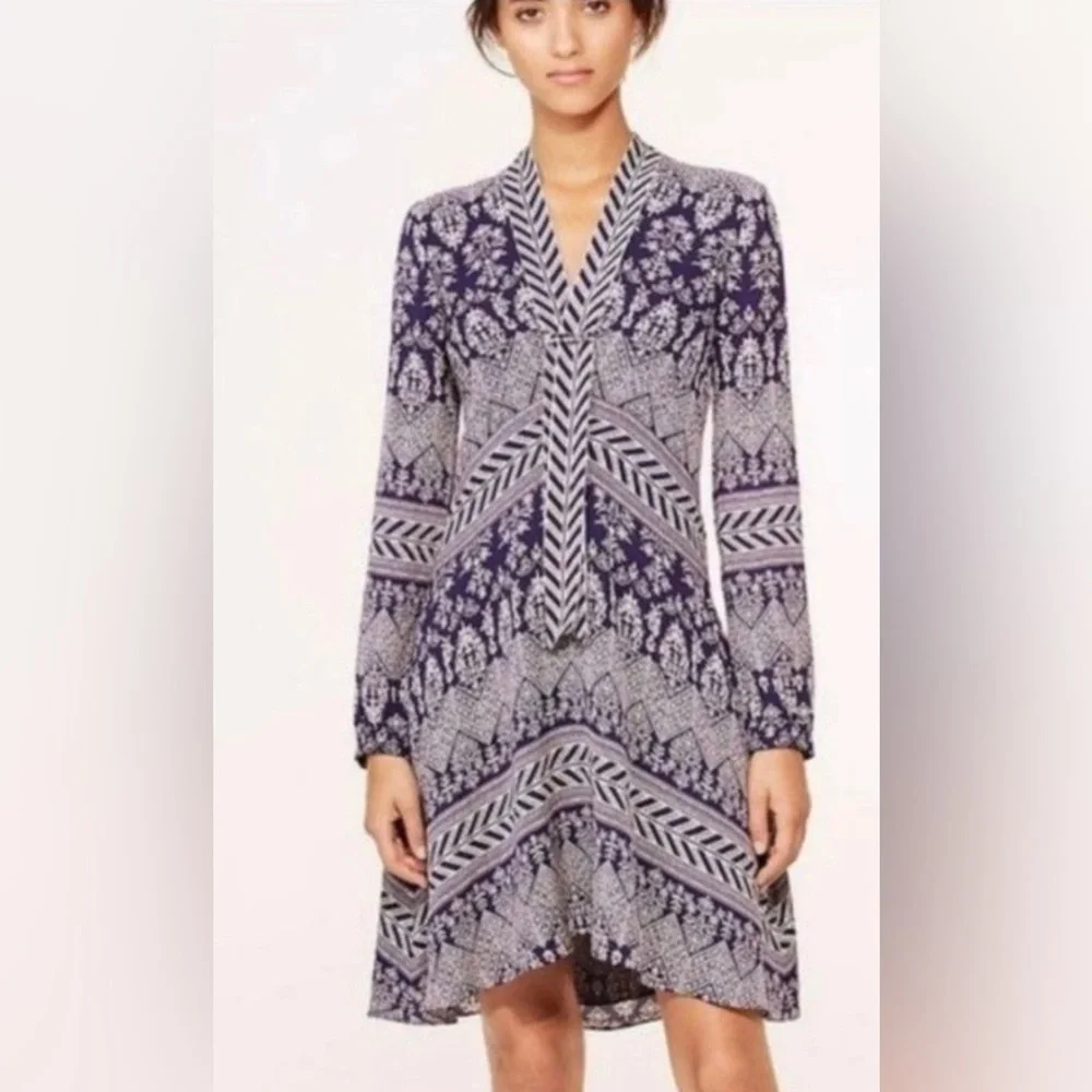 Tory Burch Bourdelle Silk Long Sleeved Tunic Dress Size 12